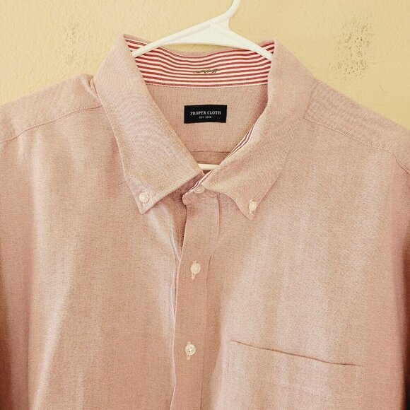 PROPER CLOTH Mens American Pima Burgundy Oxford Cloth Dress Shirt 20 x 36.5 - Picture 2 of 7